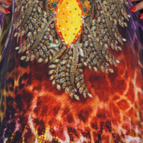 Long Beaded Kaftan in Royal Purple/Gold