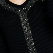 Cold Shoulder Long Sleeve Top with Stone Detailing