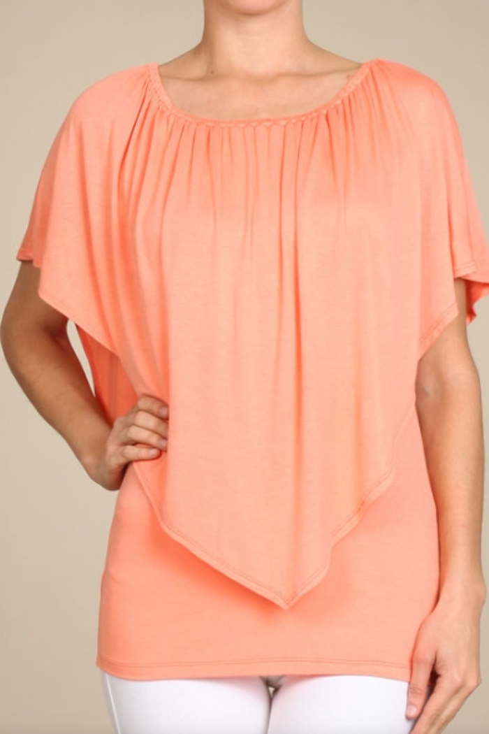 Convertible Neckline Top - Apricot