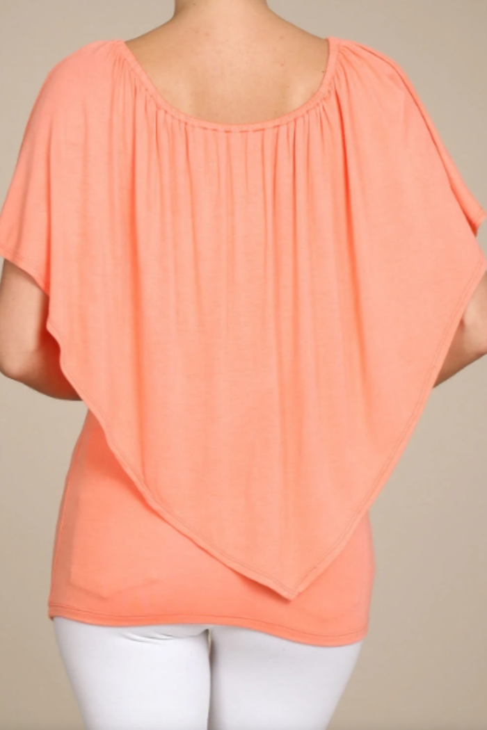 Convertible Neckline Top - Apricot