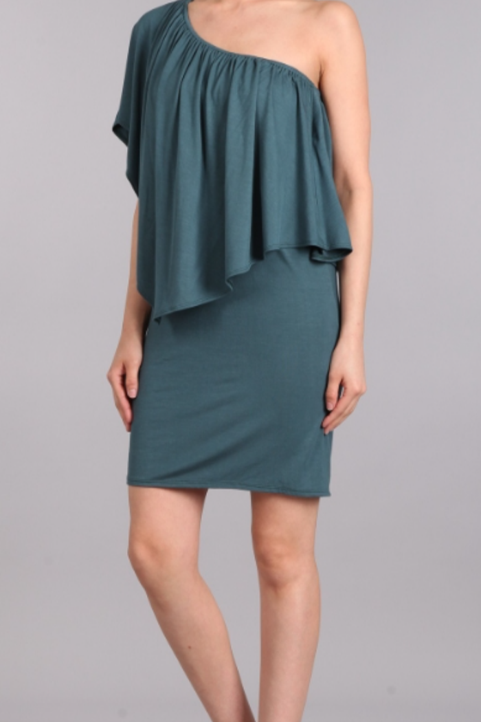 Convertible Neckline Dress - Dark Teal