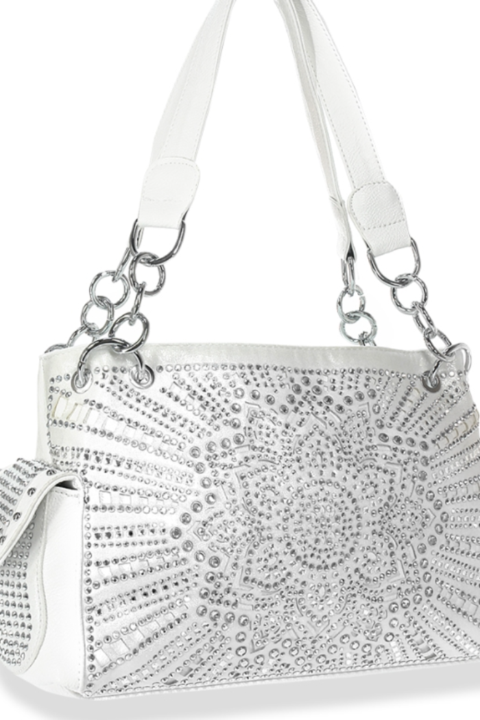Boho Bling Design White Fashion Handbag