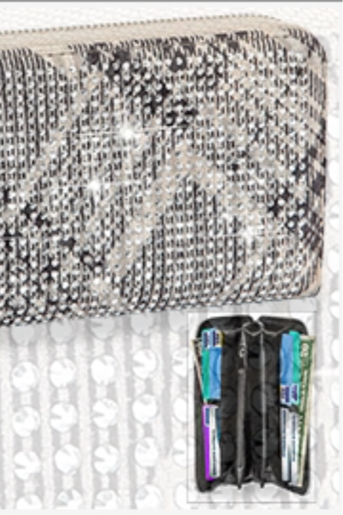 Sparkling Plaid Print Accordion Wallet