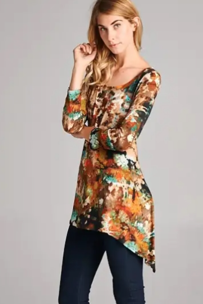Tie Dye Splatter Print Top