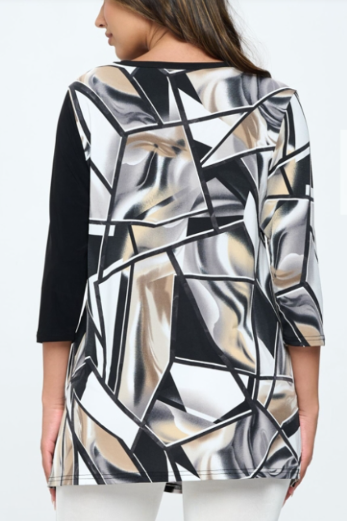 Contrast V-Neck Tunic Top