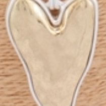 Hammered Gold & Silver Long Heart Pendant