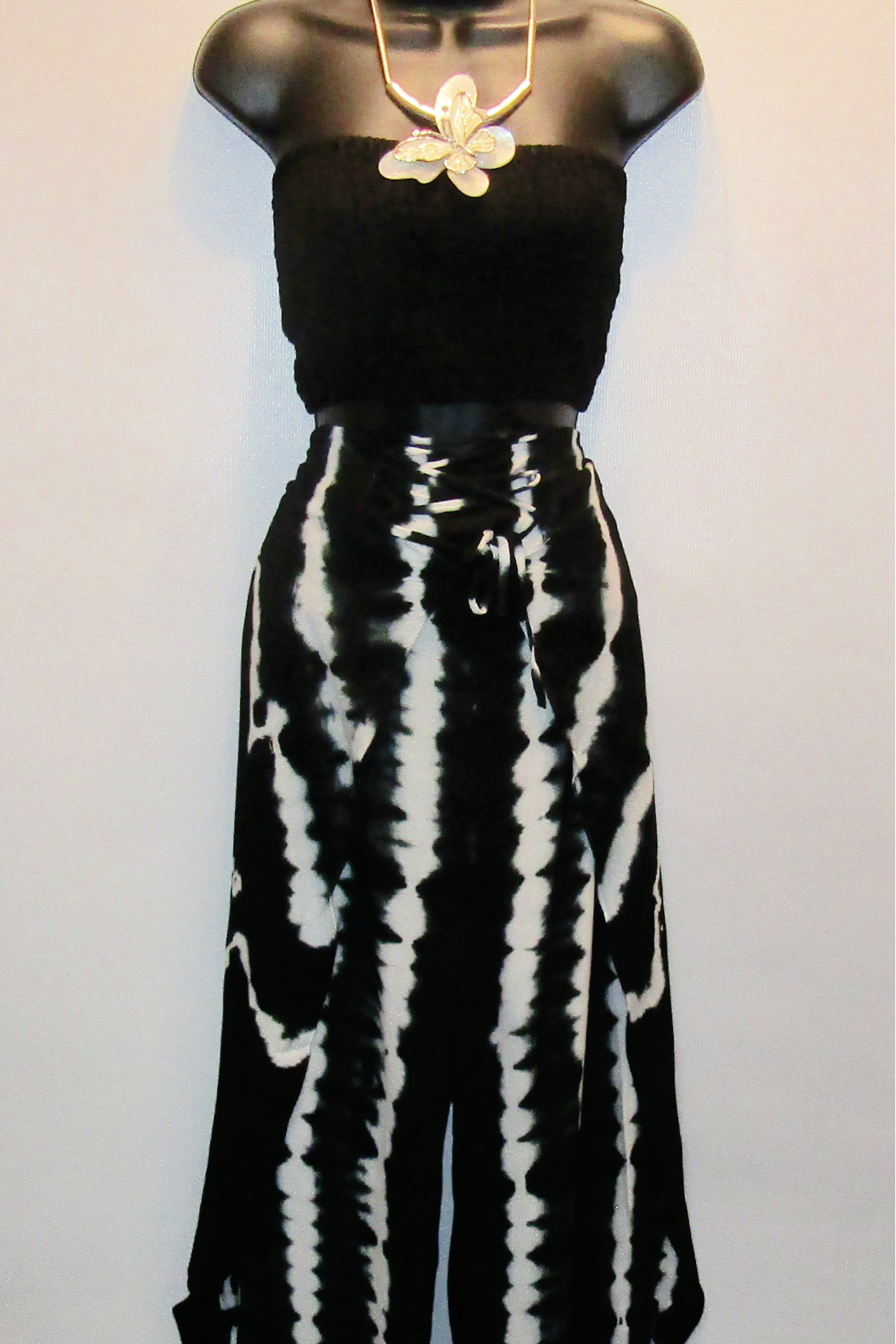 Black Tie Dye 2-Piece Wrap Pant Set