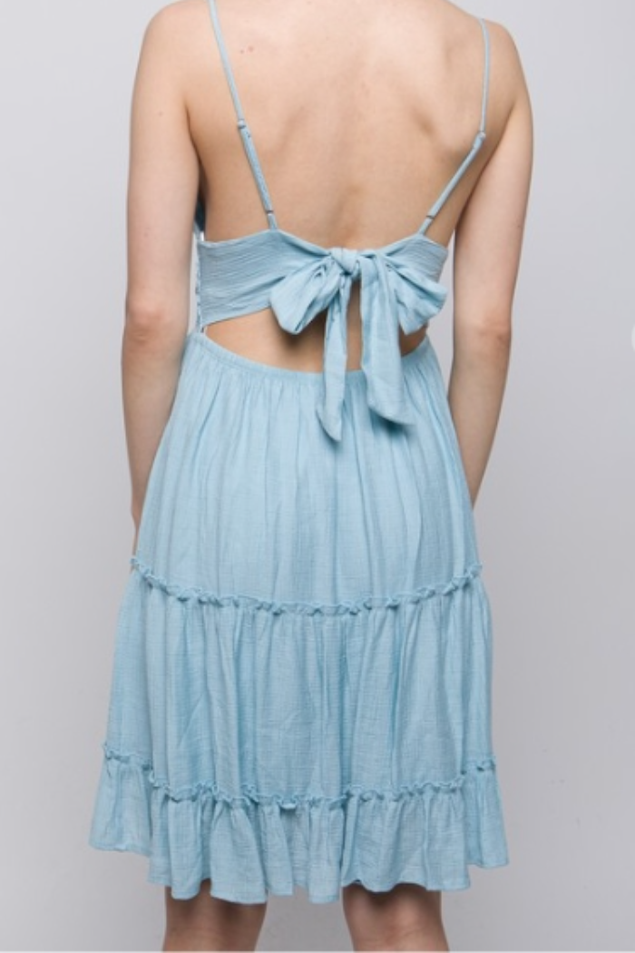 Lace Design Tiered Short Dress in Lavendar