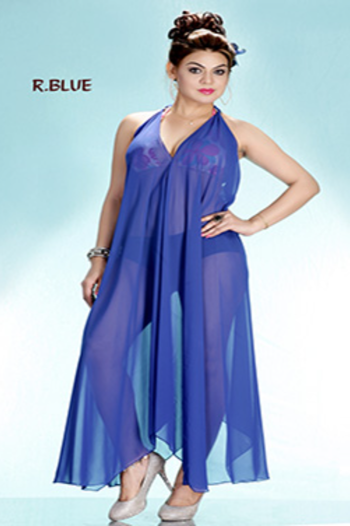 Sheer Halter Coverup Dress in Royal Blue