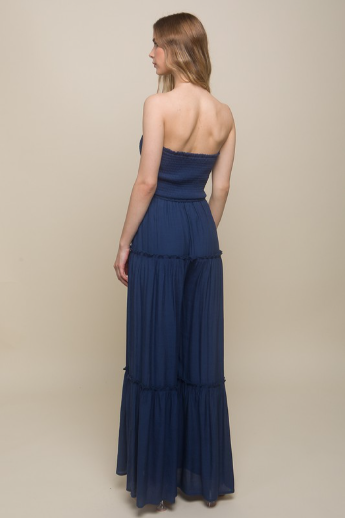 Smocked Ruffle Inspired Jumpsuit in Black