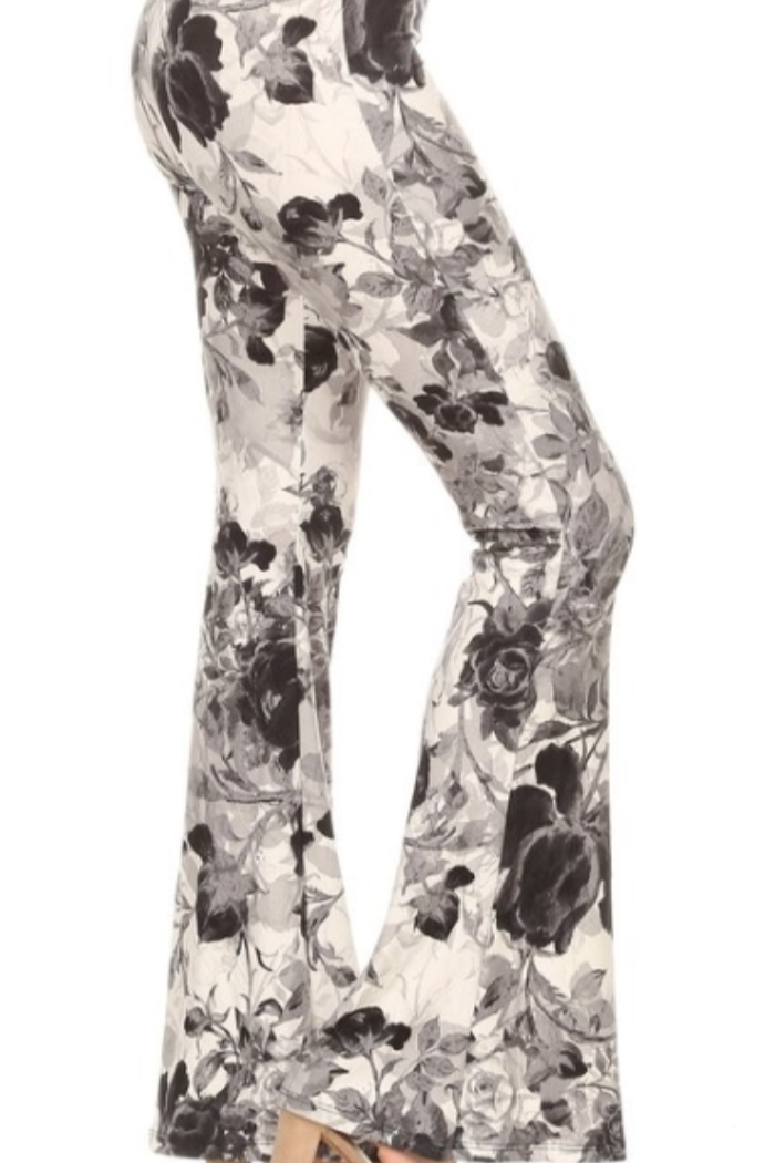 Palazzo Pant - Grey Rose Print