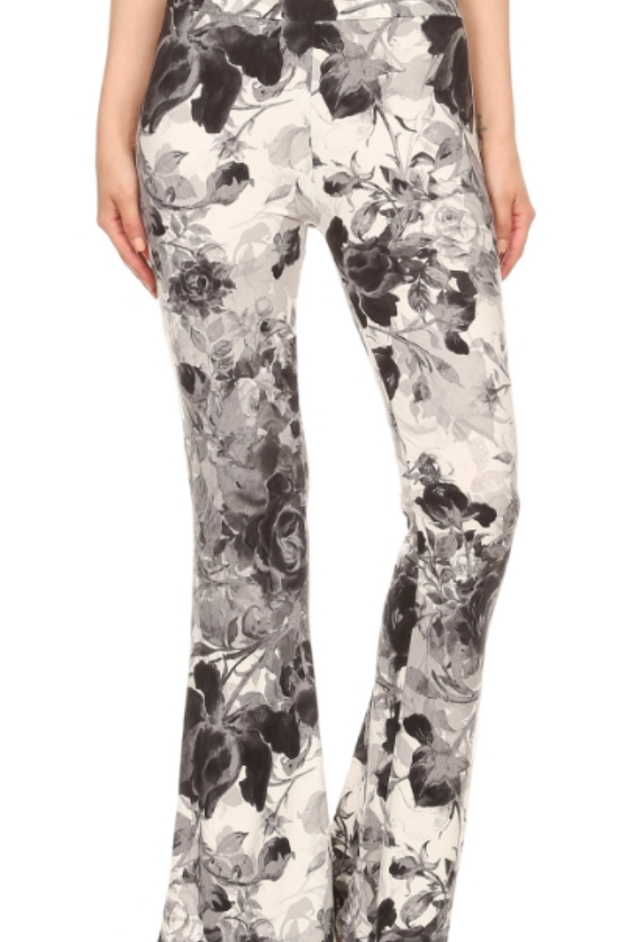 Palazzo Pant - Grey Rose Print