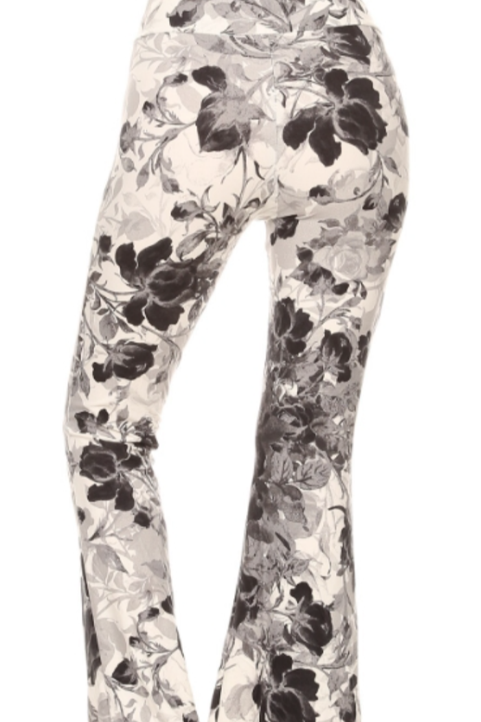 Palazzo Pant - Grey Rose Print