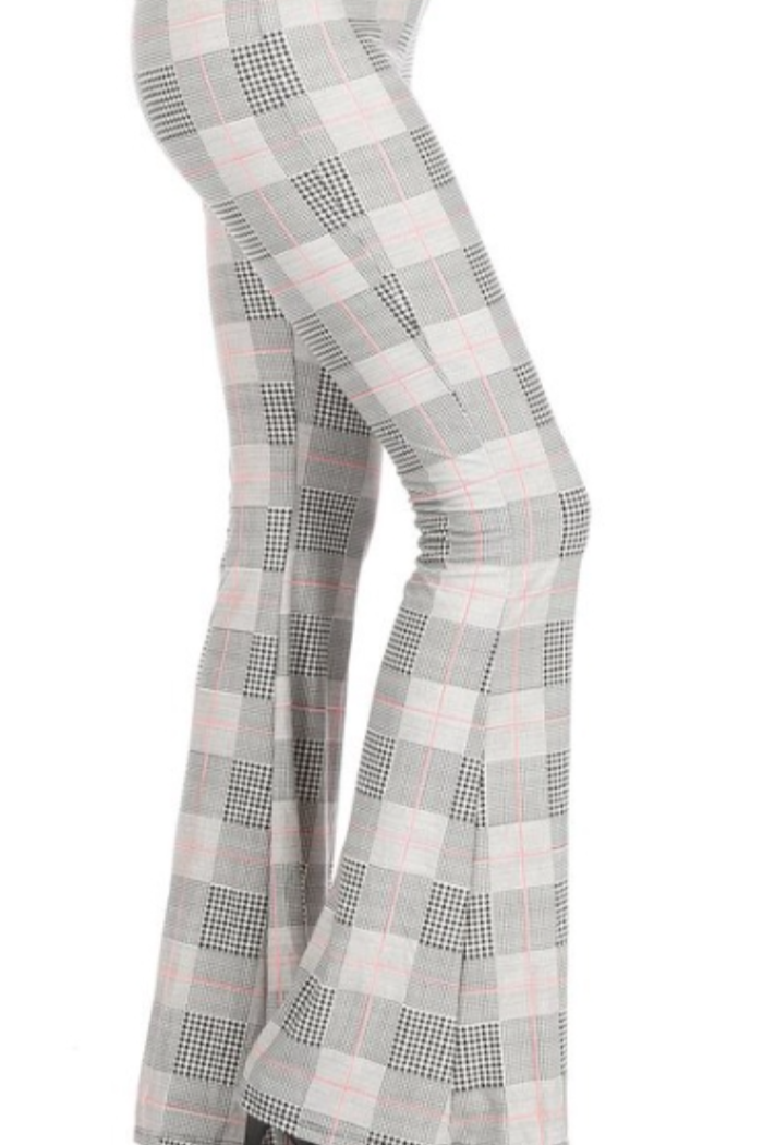 Palazzo Pant - Grey Plaid