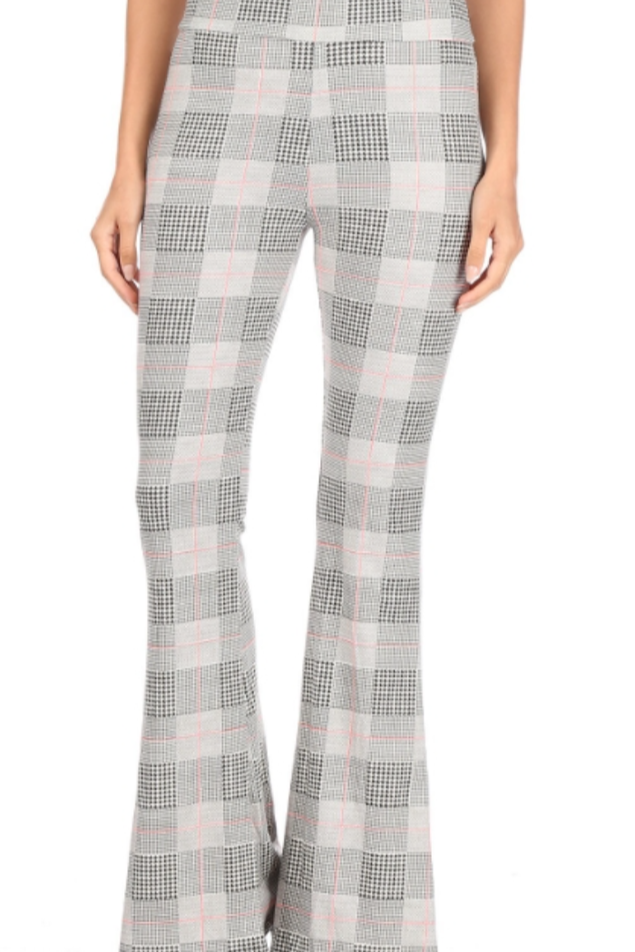 Palazzo Pant - Grey Plaid