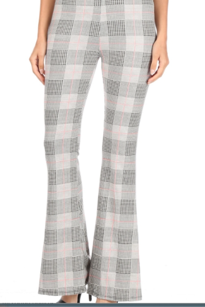 Palazzo Pant - Grey Plaid