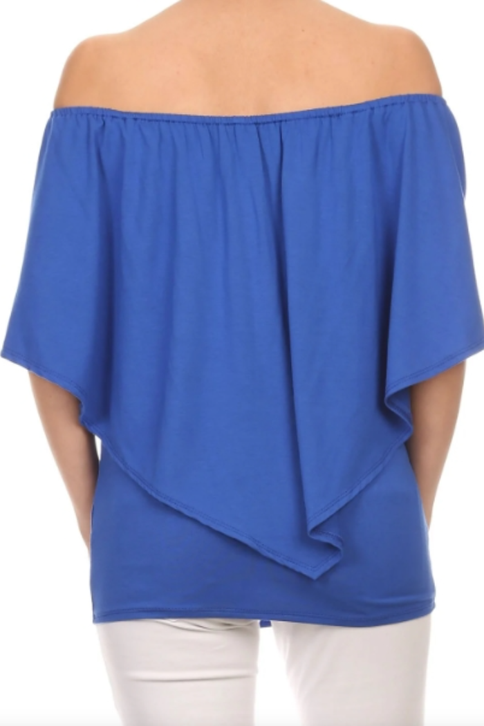 Convertible Elasticized Neckline Top - Royal