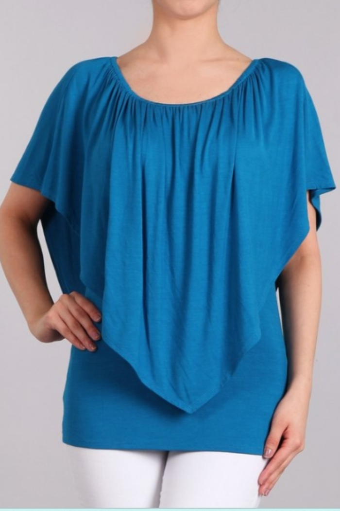 Convertible Neckline Top - Pacific Blue