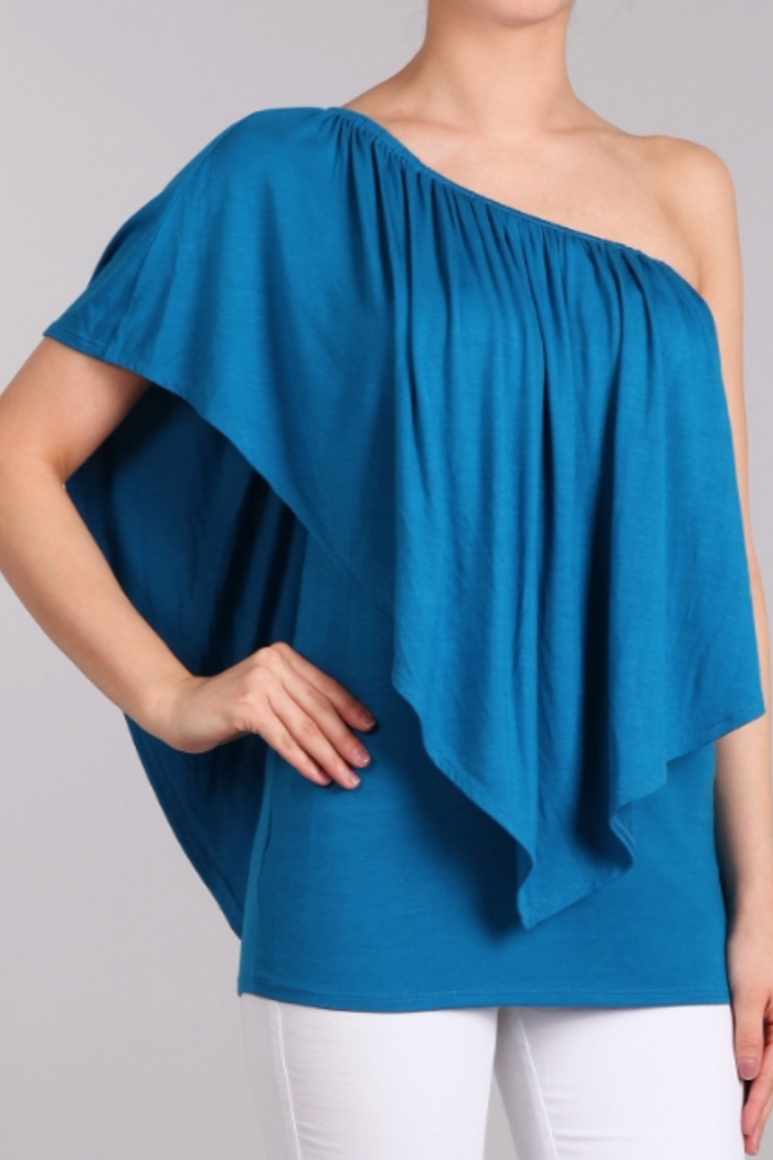 Convertible Neckline Top - Pacific Blue