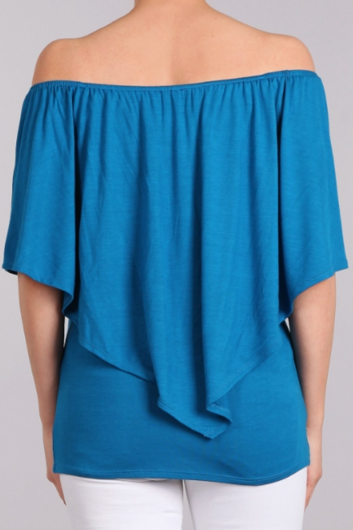 Convertible Neckline Top - Pacific Blue