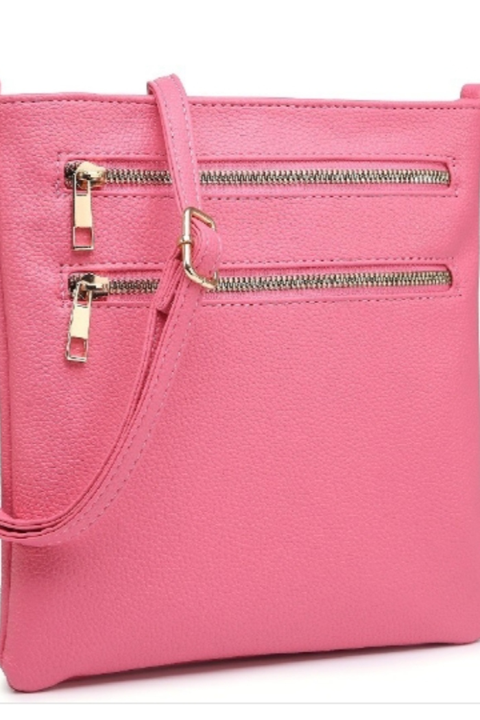 Fashion Zip Pocket Crossbody Bag in Fuchsia