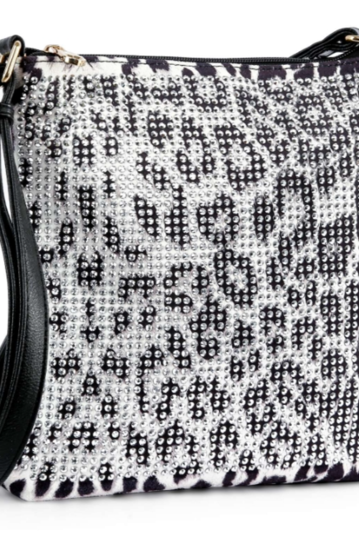 Lepard Print Rhinestone Crossbody
