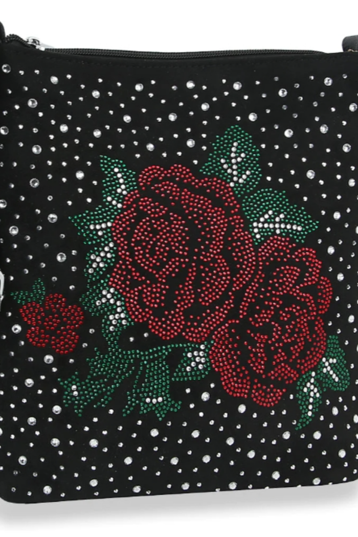 Rose Design Rhinestone Crossbody