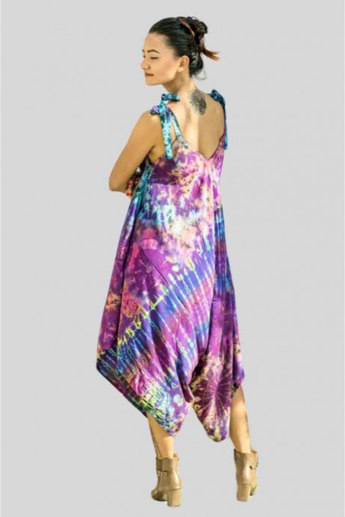 Tie Dye Harem Jumpsuit in Purple