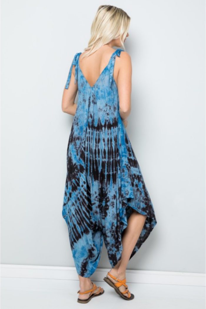 Tie Dye Harem Jumpsuit in Indigo
