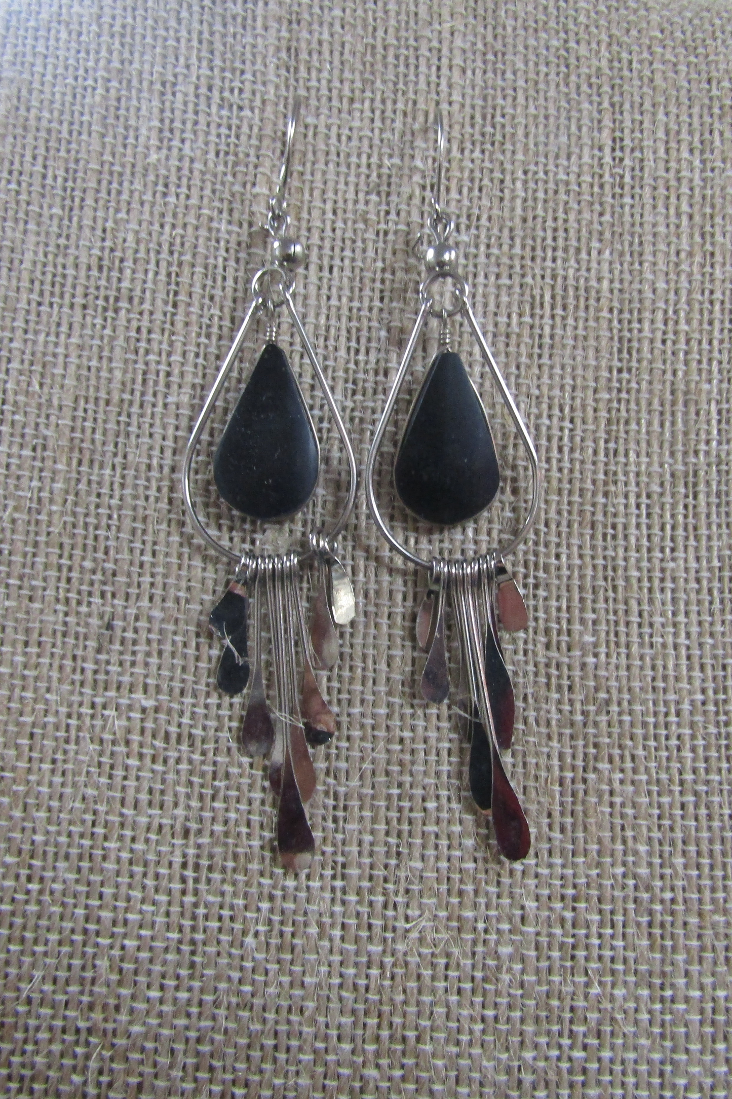 Peruvian Dangle Earring - Black Onyx Stone