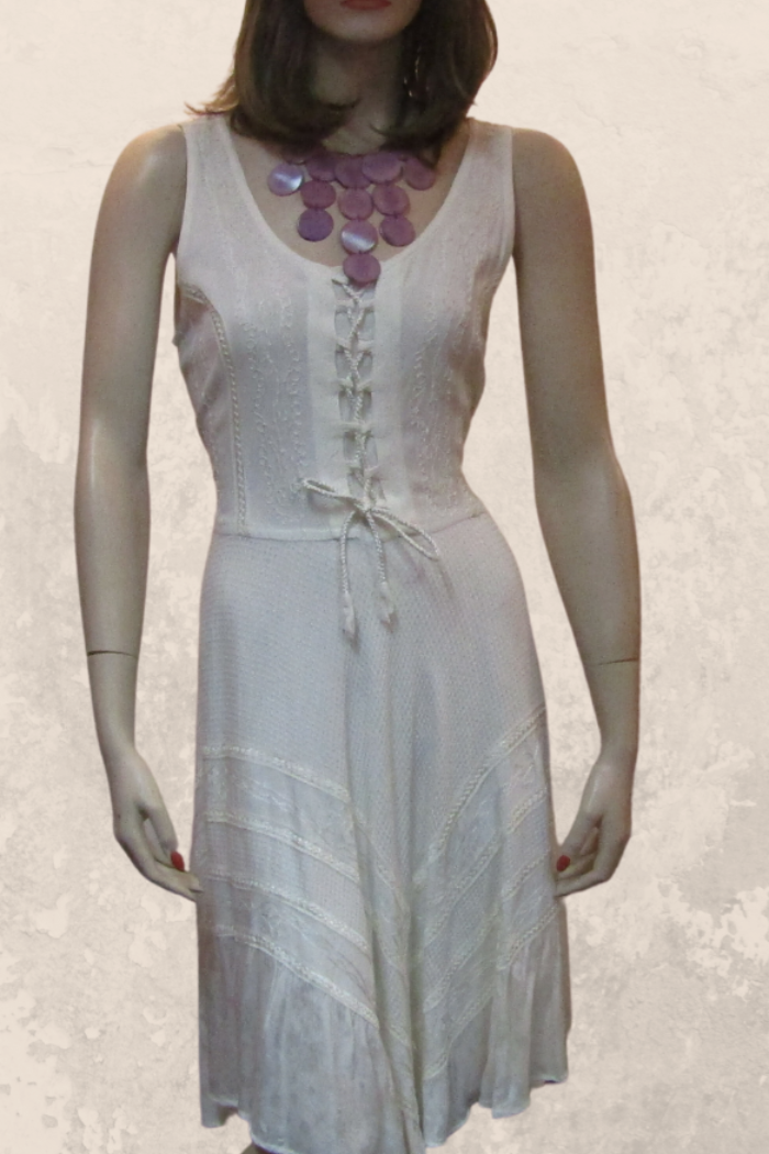 Fitted and Flared Flattering Dress in Ivory