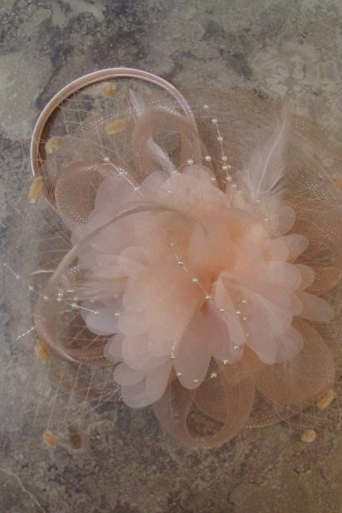Mesh Floral Organza Fascinator in Melon