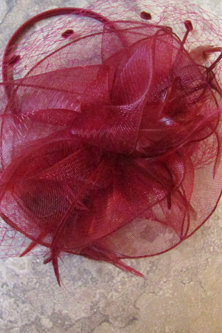 Mesh Floral Organza Fascinator in Burgandy