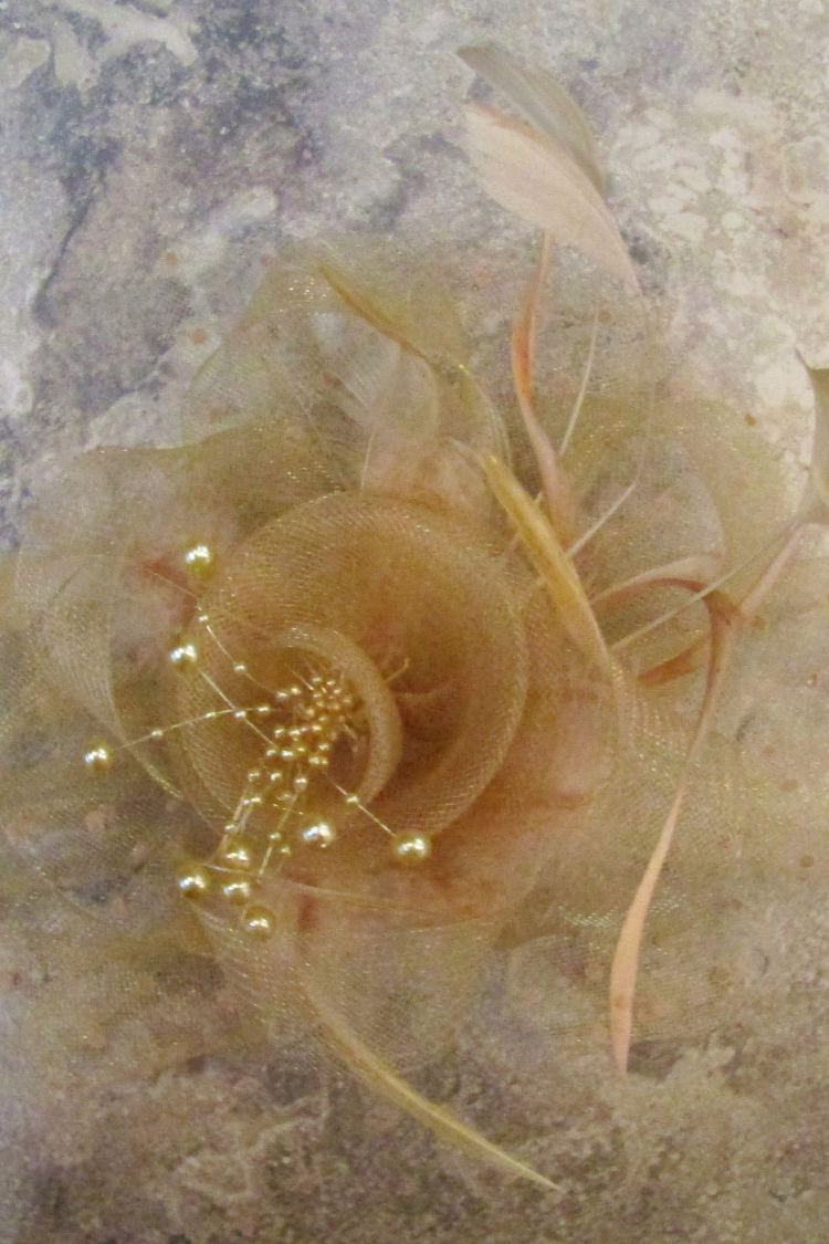 Mesh Floral Organza Fascinator in Beige