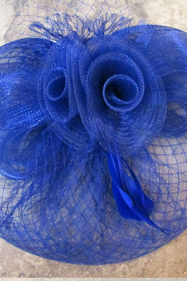 Mesh Floral Organza Fascinator in Royal