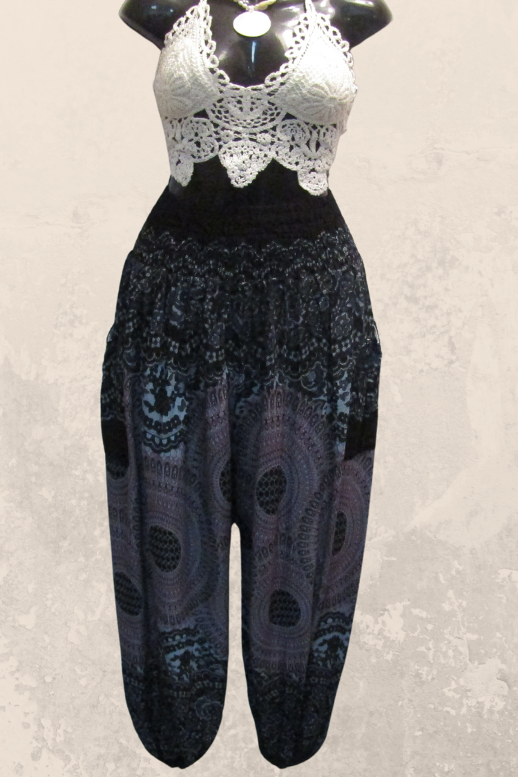 Mandala Print Harem Pant in Charcoal