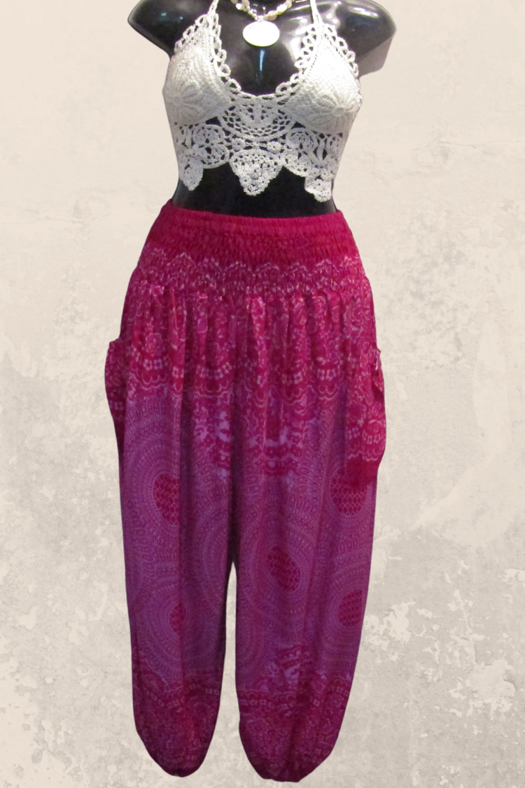 Mandala Print Harem Pant in Fuchsia