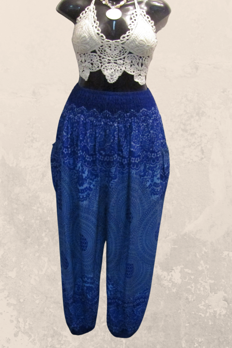 Mandala Print Harem Pant in Royal