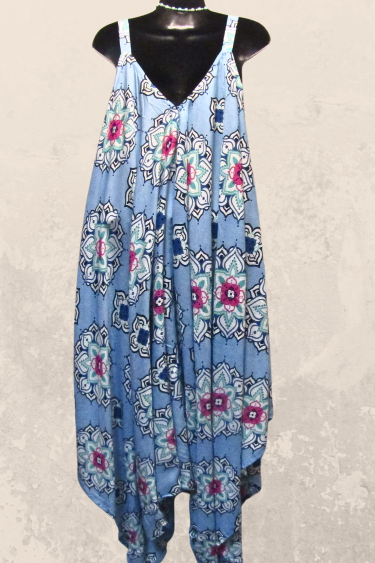 Jazzy Jumpsuit in a Blue Mandala Print