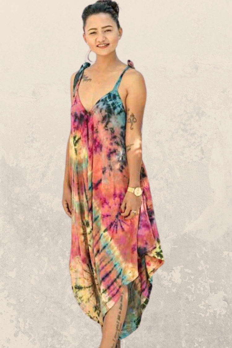 Tie Dye Harem Jumpsuit in Rainbow Tie Dye