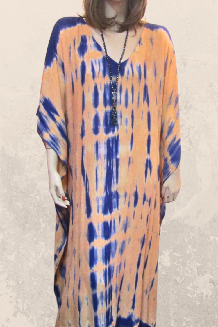 Tie Dye Kaftan -Orange/Purple