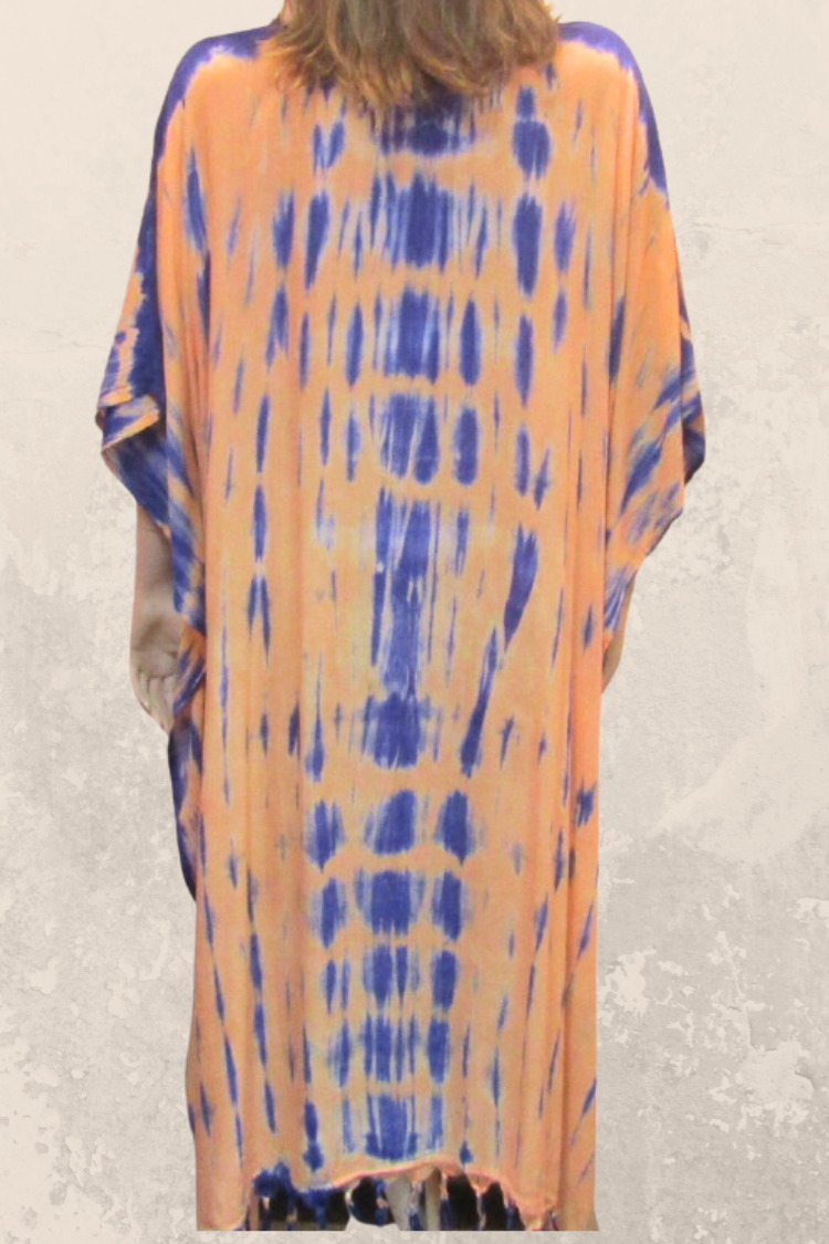 Tie Dye Kaftan -Orange/Purple