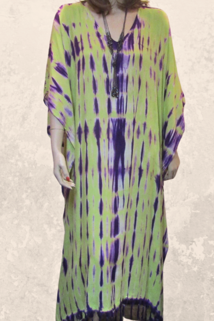 Tie Dye Kaftan - Green/Purple