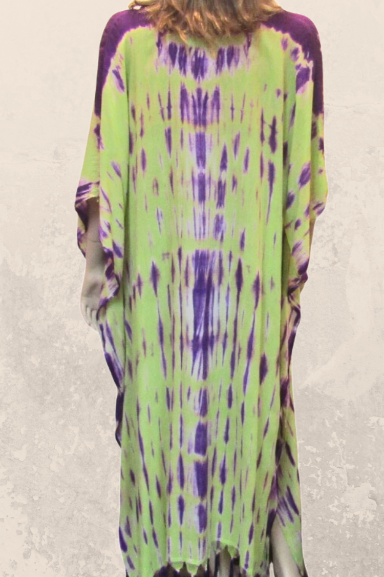 Tie Dye Kaftan - Green/Purple