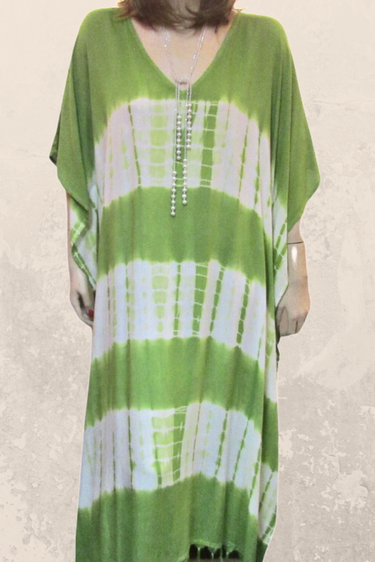 Tie Dye Kaftan - Green/White