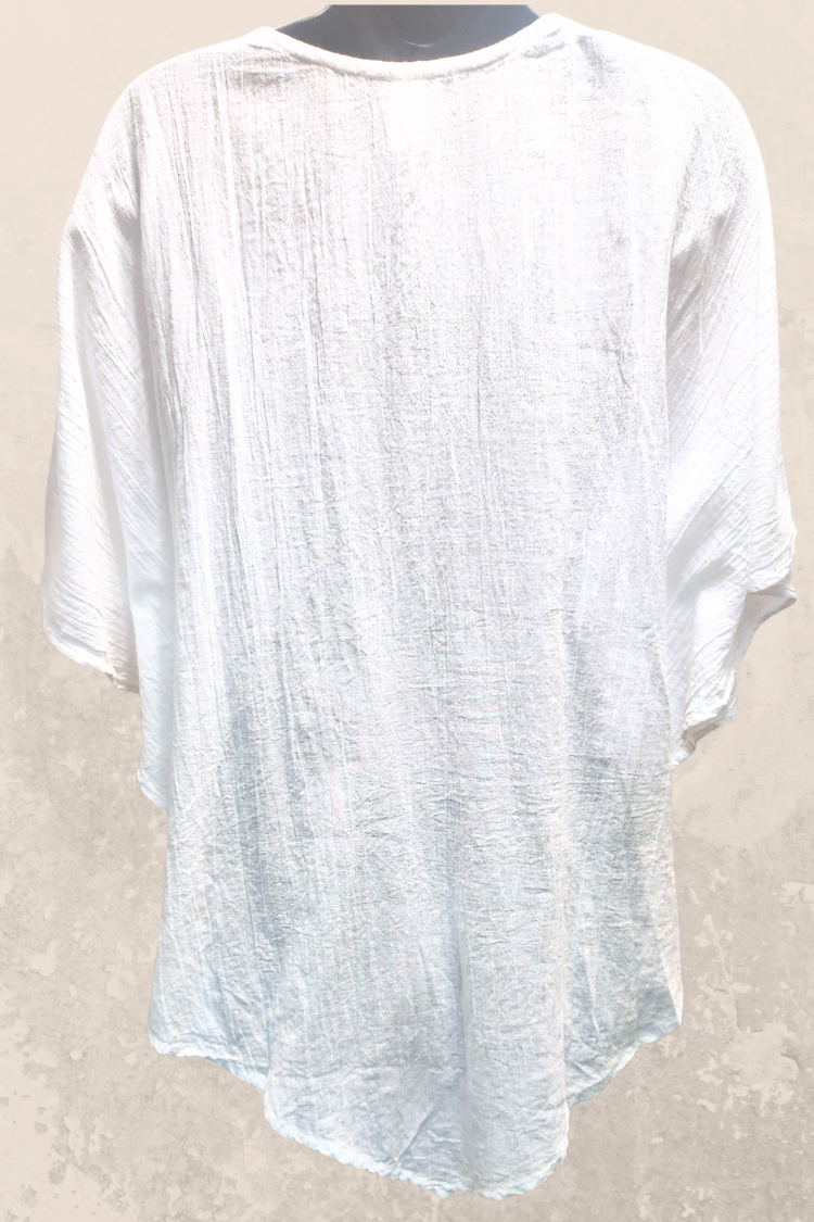 White Cotton Poncho Top