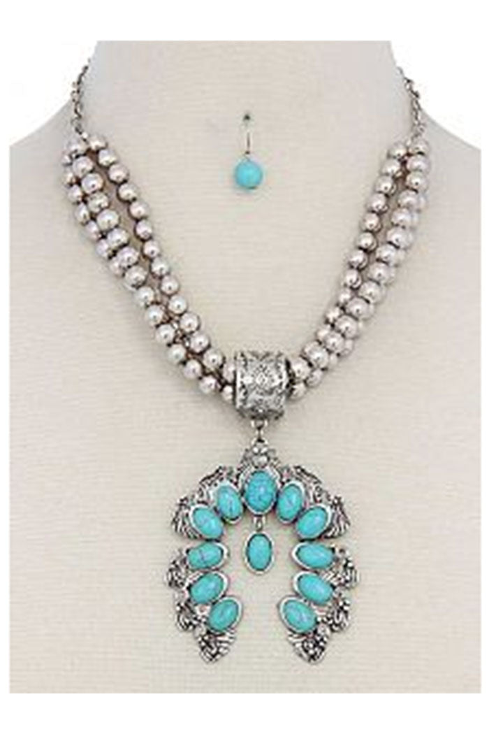 TURQUOISE CHUNKY 3-STRAND NECKLACE