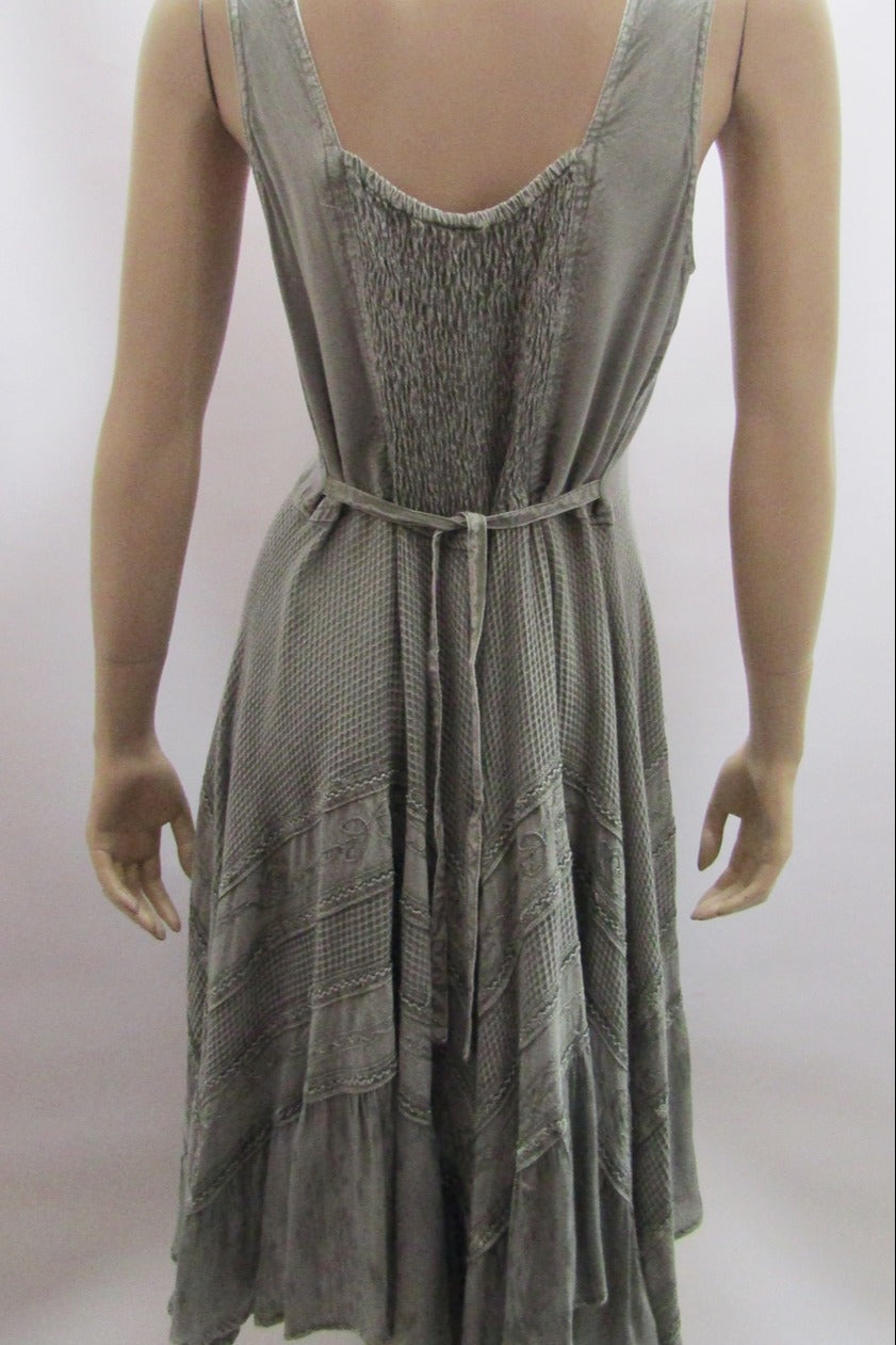 LACE-UP BODICE GREY SHORT DRESS