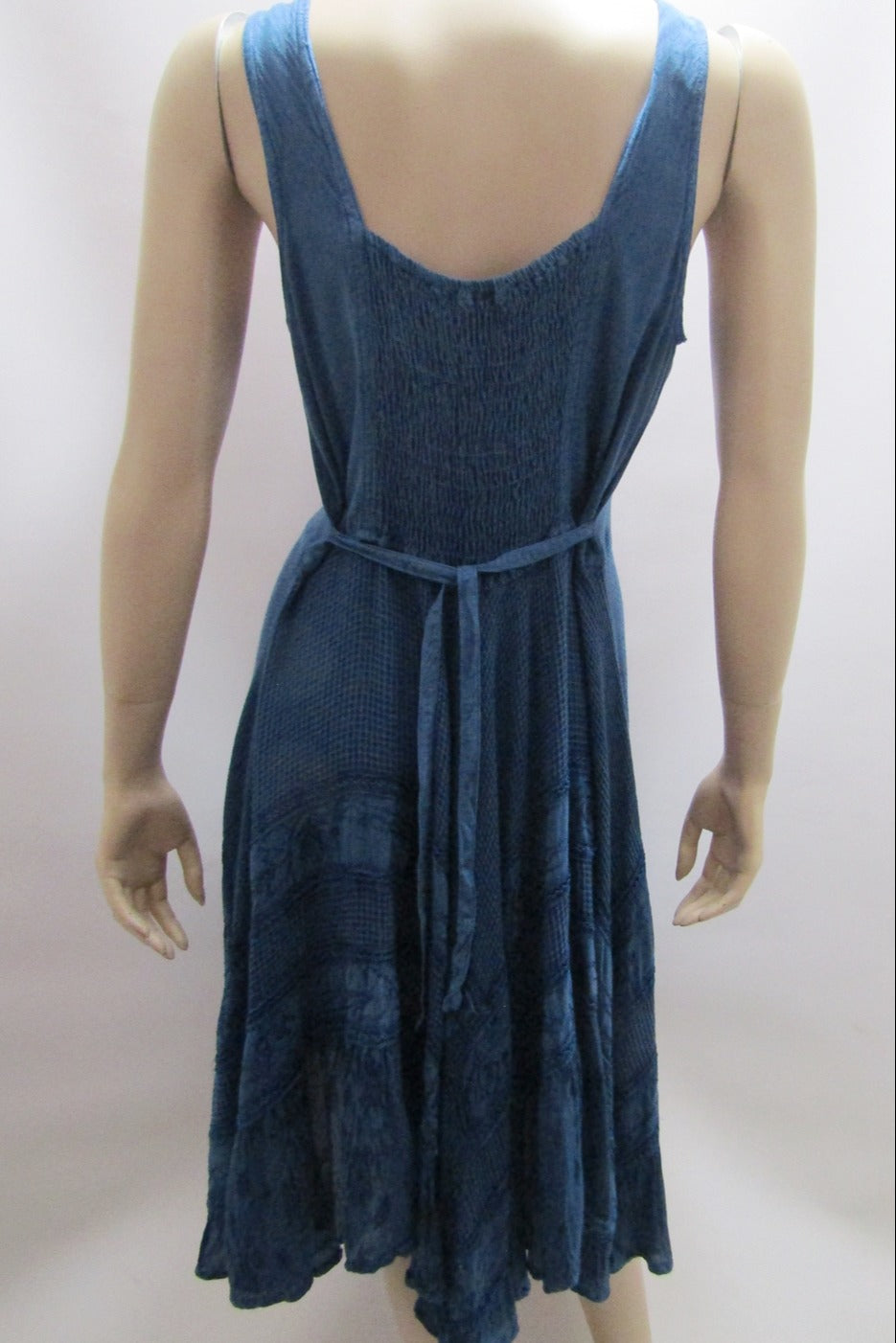 LACE-UP BODICE BLUE SHORT DRESS