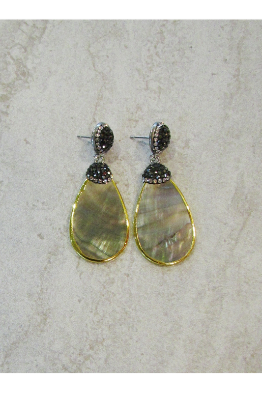 MOTHER OF PEARL & CRYSTALS TEARDROP EARRING